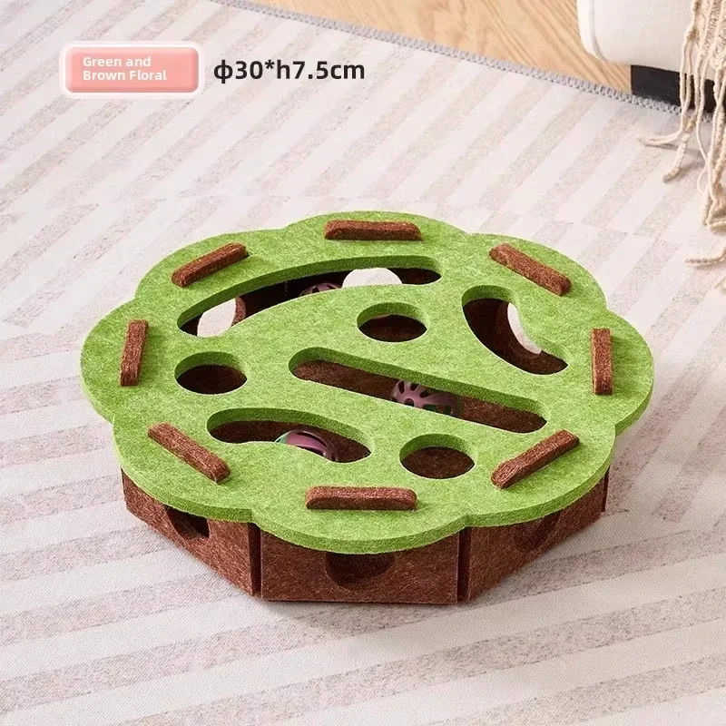 Felt Puzzle Box Cat Toy with Bell Ball