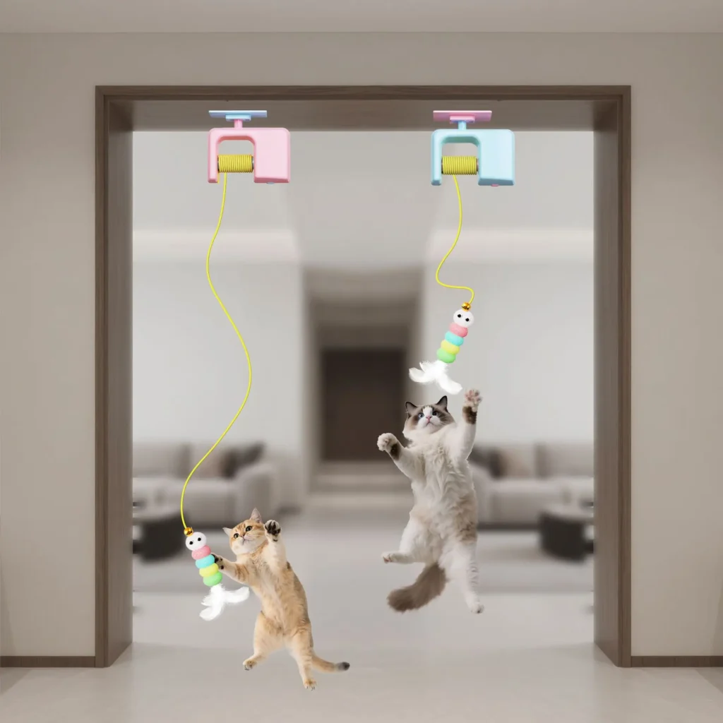 Door-hanging cat toy: door-Hanging Electric Cat Teaser with 2 Ropes
