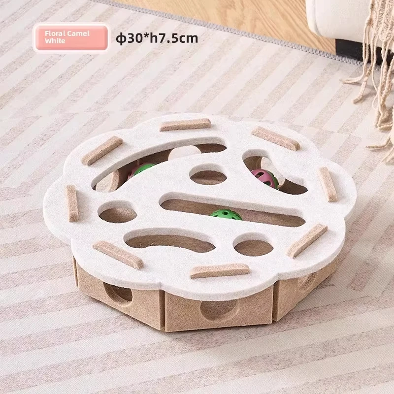 Felt Puzzle Box Cat Toy with Bell Ball