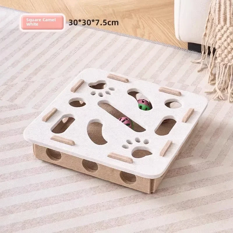 Felt Puzzle Box Cat Toy with Bell Ball
