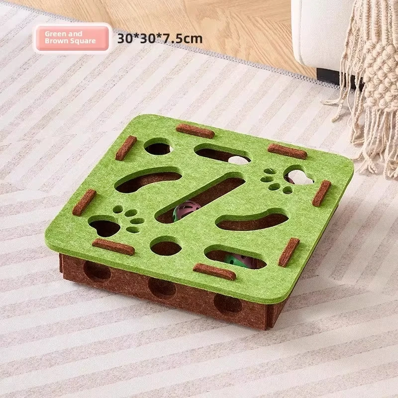 Felt Puzzle Box Cat Toy with Bell Ball