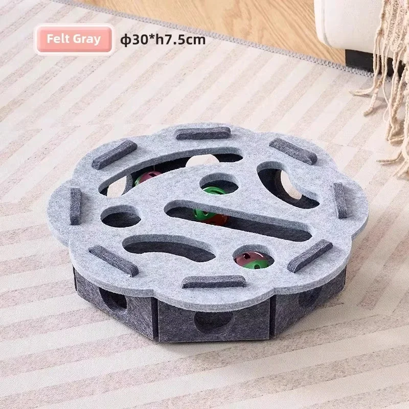 Felt Puzzle Box Cat Toy with Bell Ball